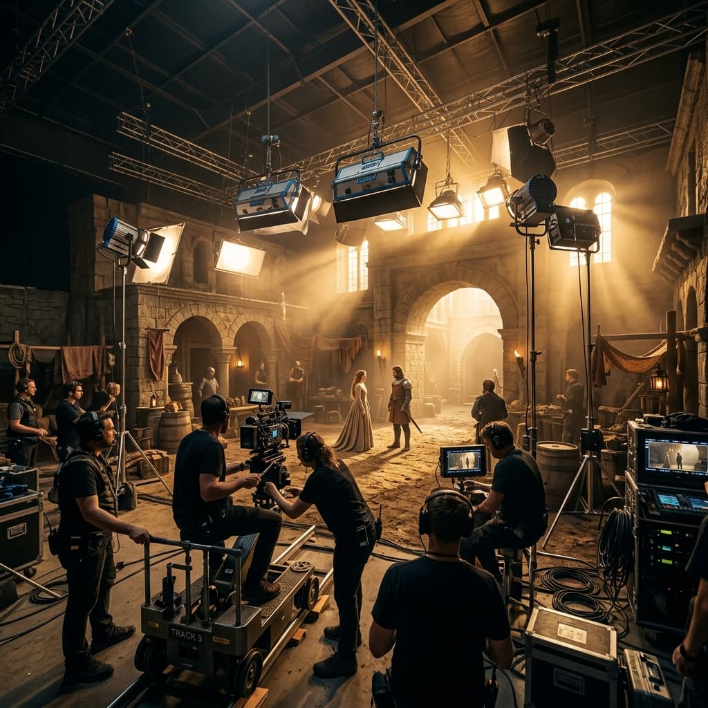 Cinematic film set production background